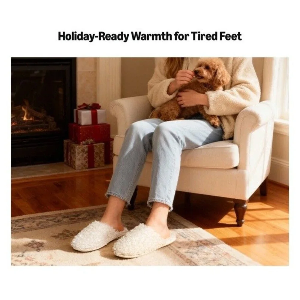 RockDove Women's Twirl Fleece Cozy Scuff Slippers Indoor Non-Slip Rubber Sz 9-10